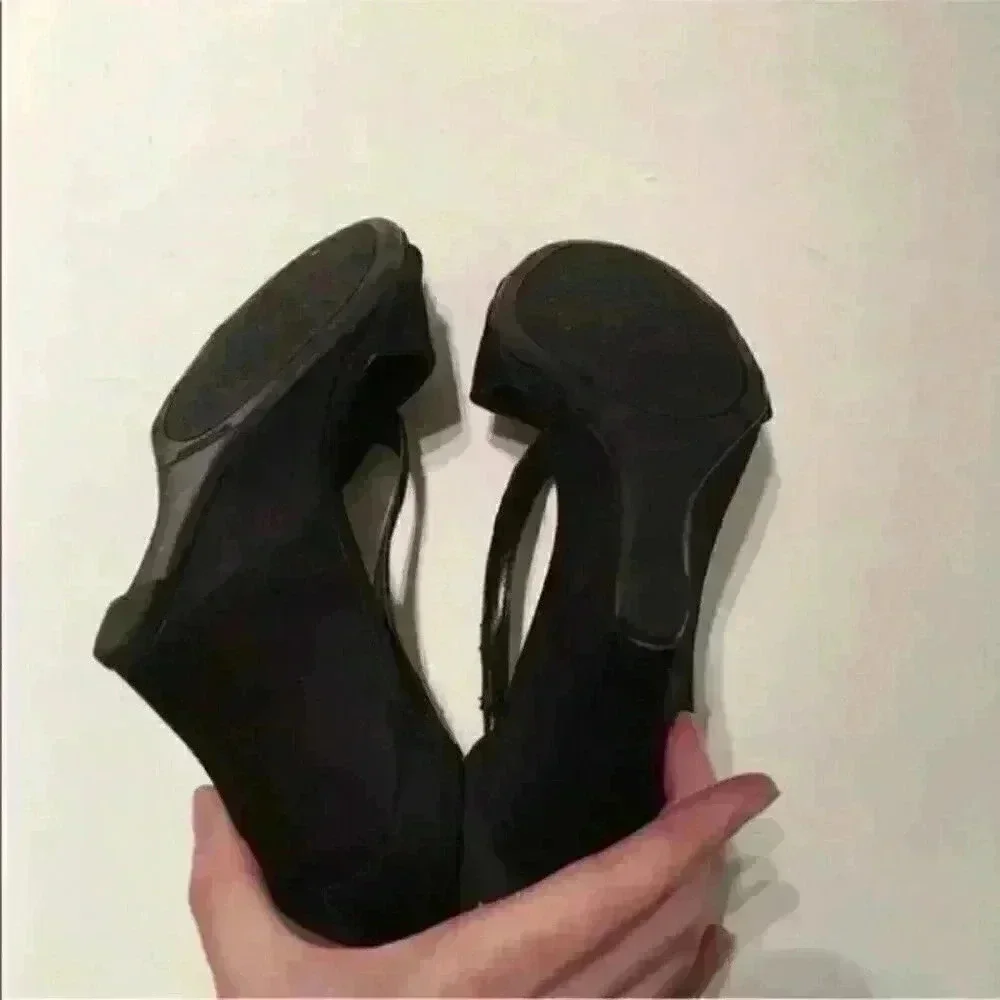 Rampage Heels Size 6.5 Blake1 Black Strappy Wedges
